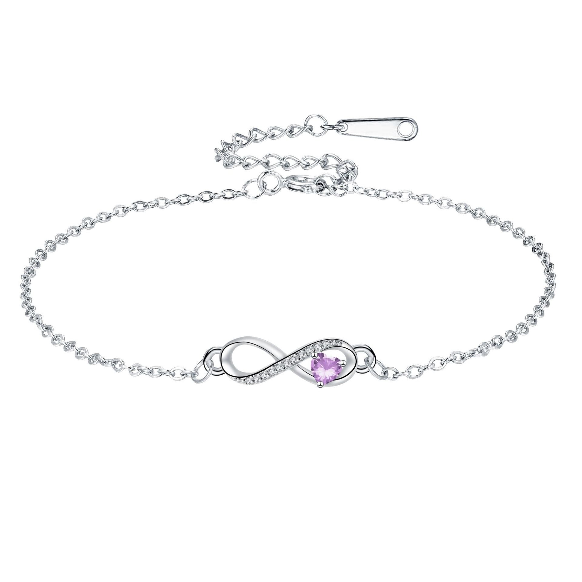 Infinite Love Bracelet with Inlaid Heart Stone