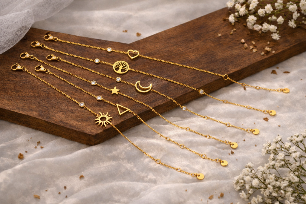 Eclipse Glow Bracelet – Dainty Celestial Icons | Thin Chain | Stainless Steel