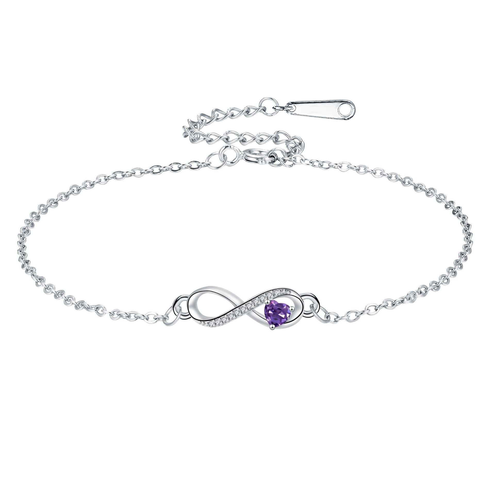 Infinite Love Bracelet with Inlaid Heart Stone