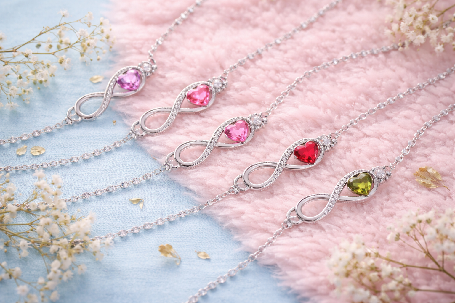 Infinite Love Bracelet with Inlaid Heart Stone