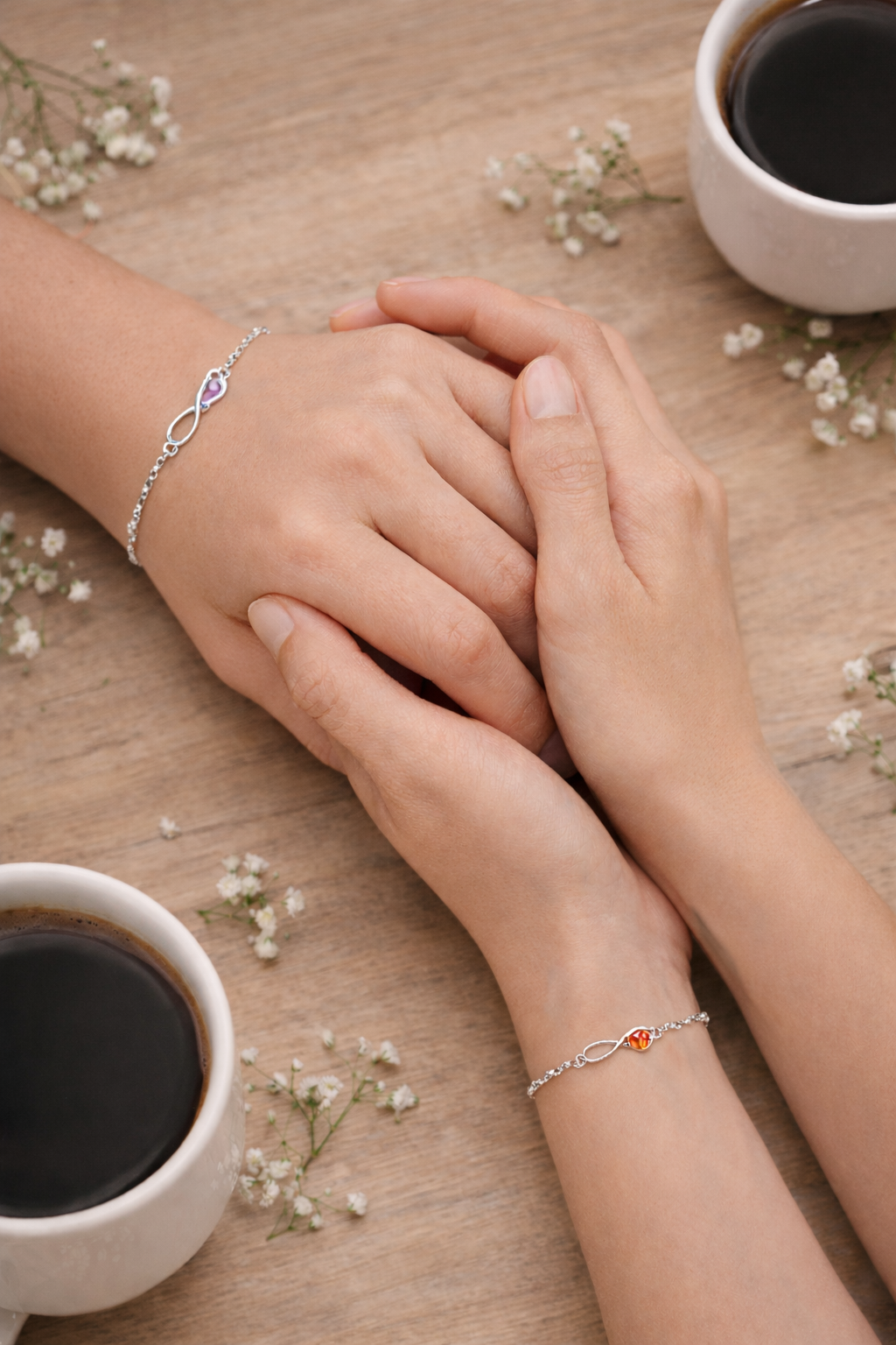Infinite Love Bracelet with Inlaid Heart Stone