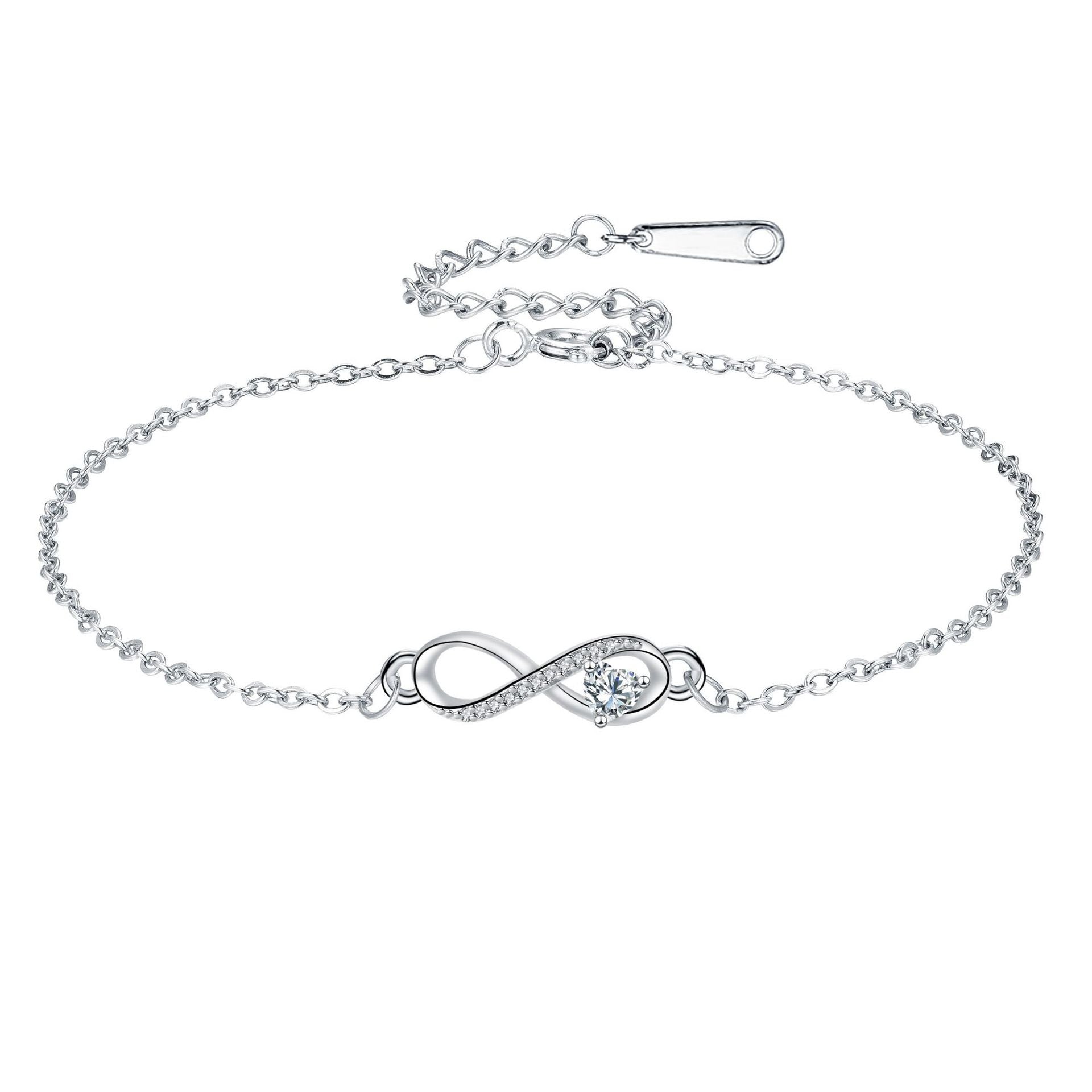Infinite Love Bracelet with Inlaid Heart Stone
