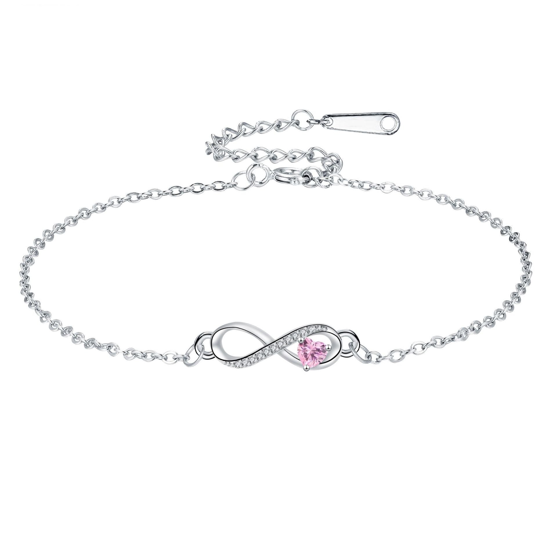 Infinite Love Bracelet with Inlaid Heart Stone