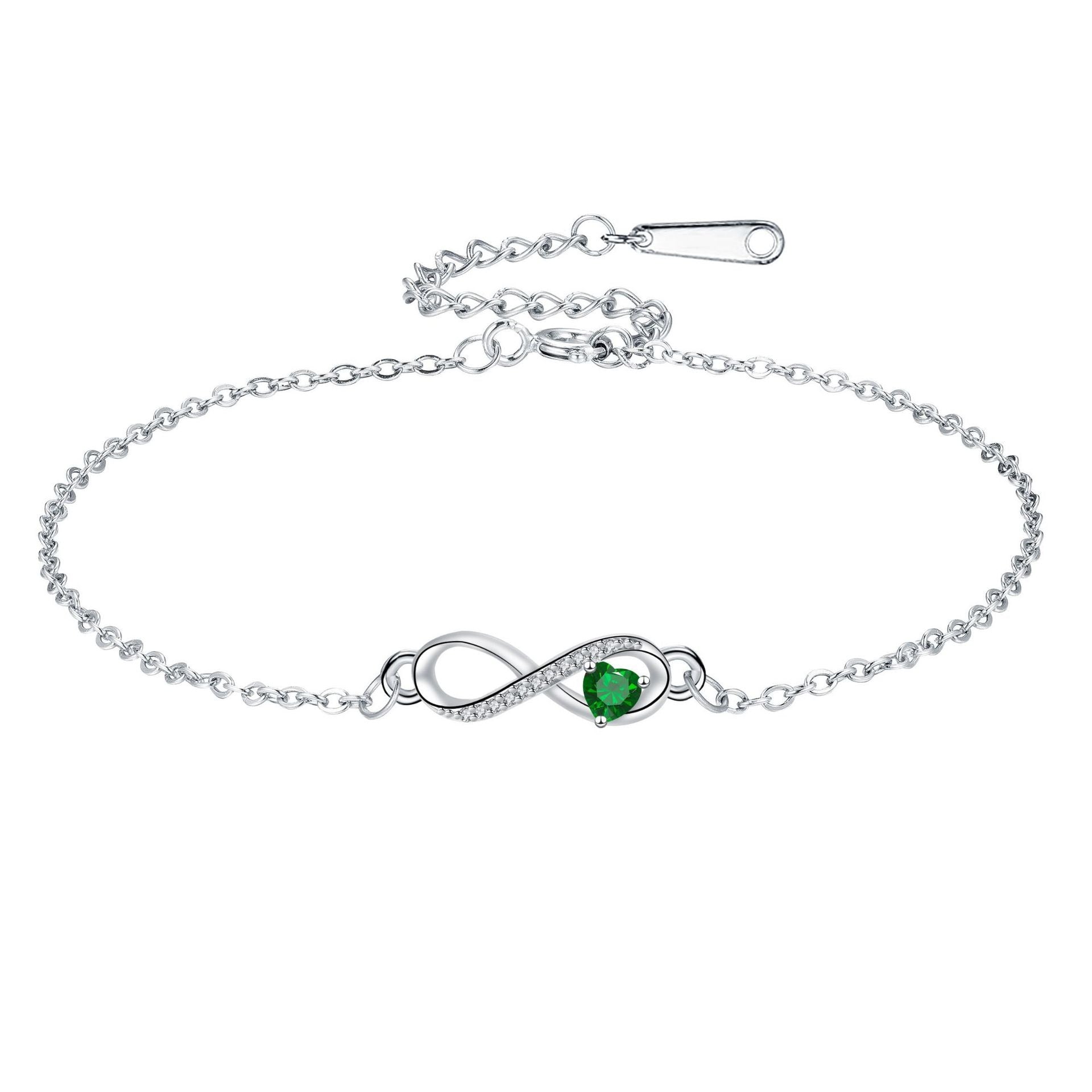 Infinite Love Bracelet with Inlaid Heart Stone