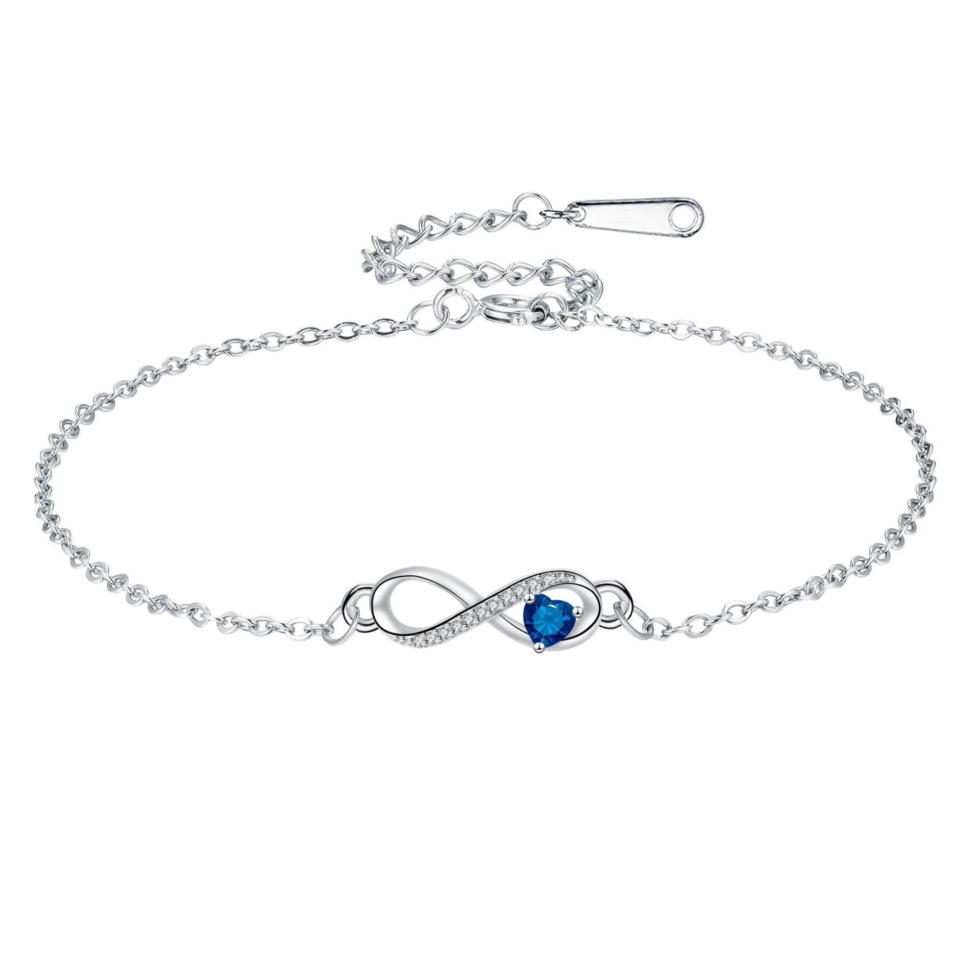 Infinite Love Bracelet with Inlaid Heart Stone