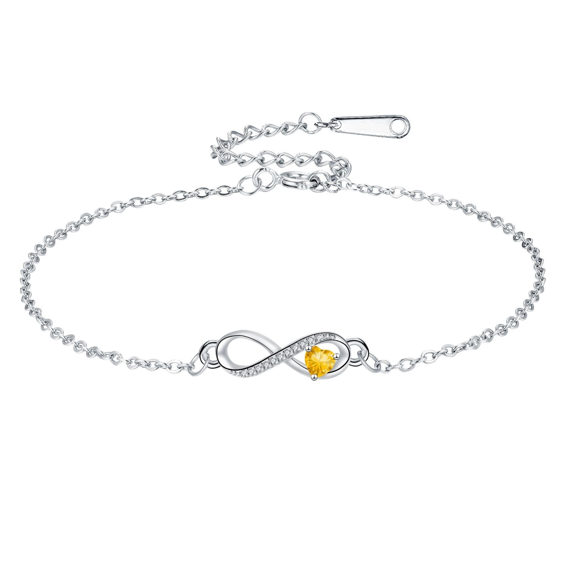 Infinite Love Bracelet with Inlaid Heart Stone