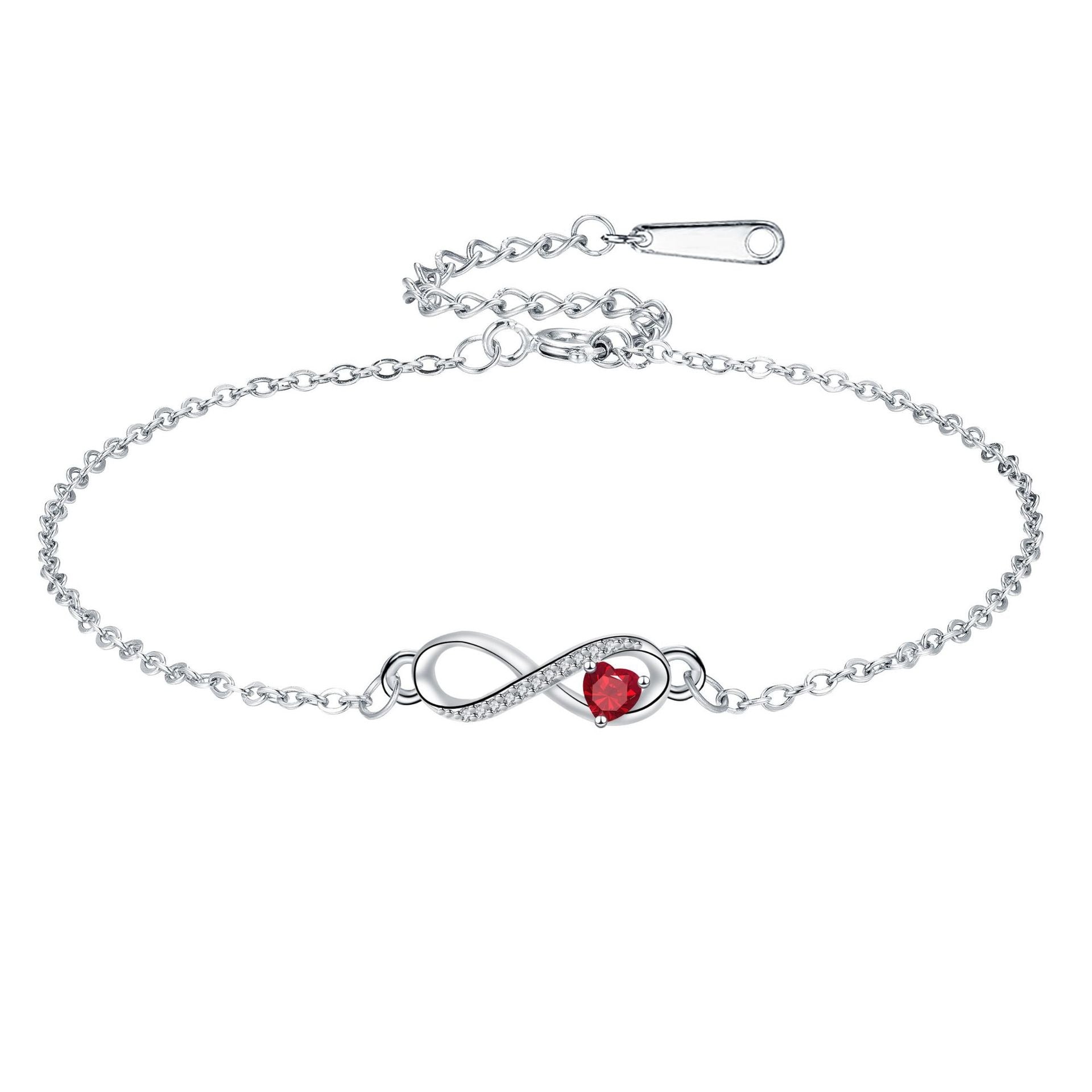 Infinite Love Bracelet with Inlaid Heart Stone