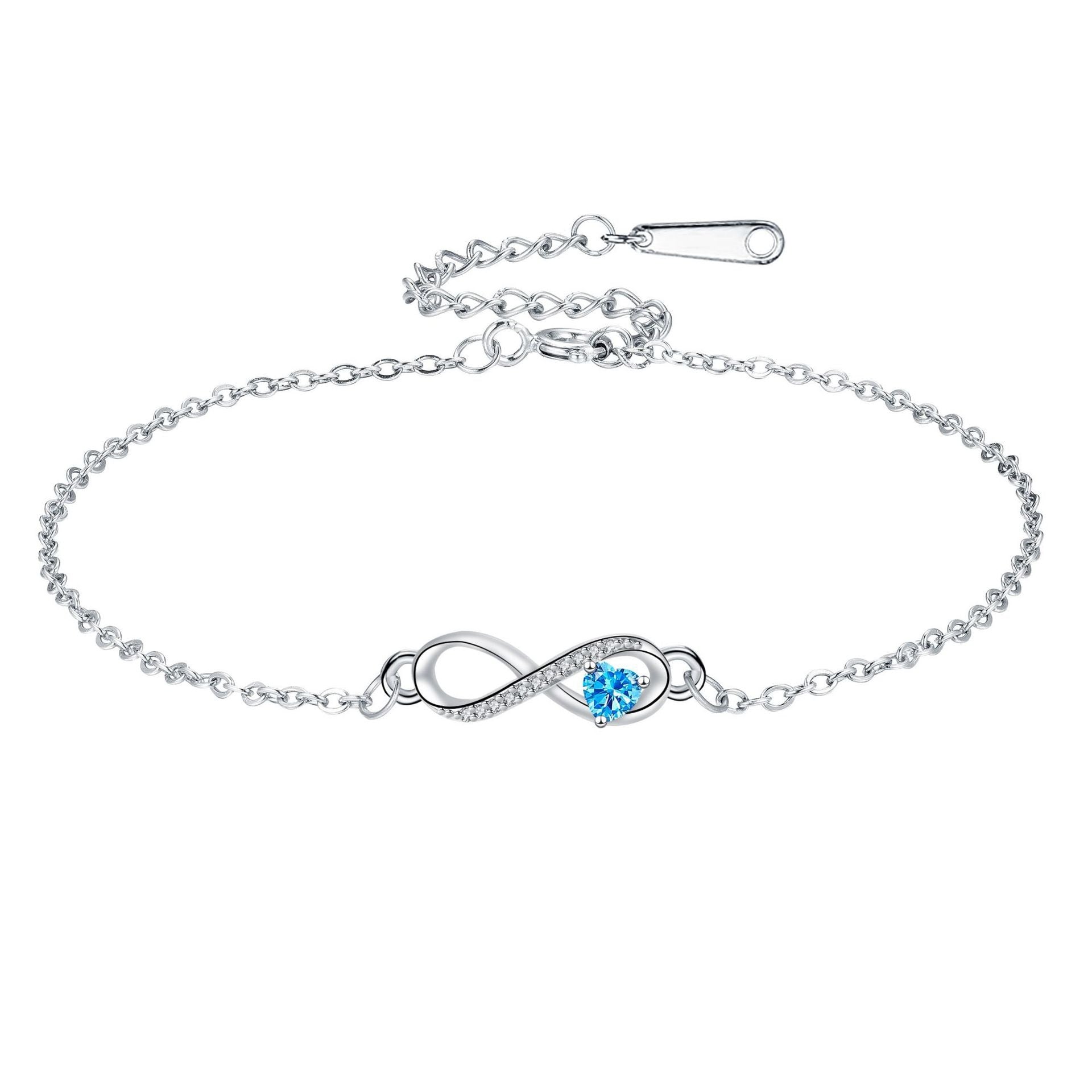 Infinite Love Bracelet with Inlaid Heart Stone