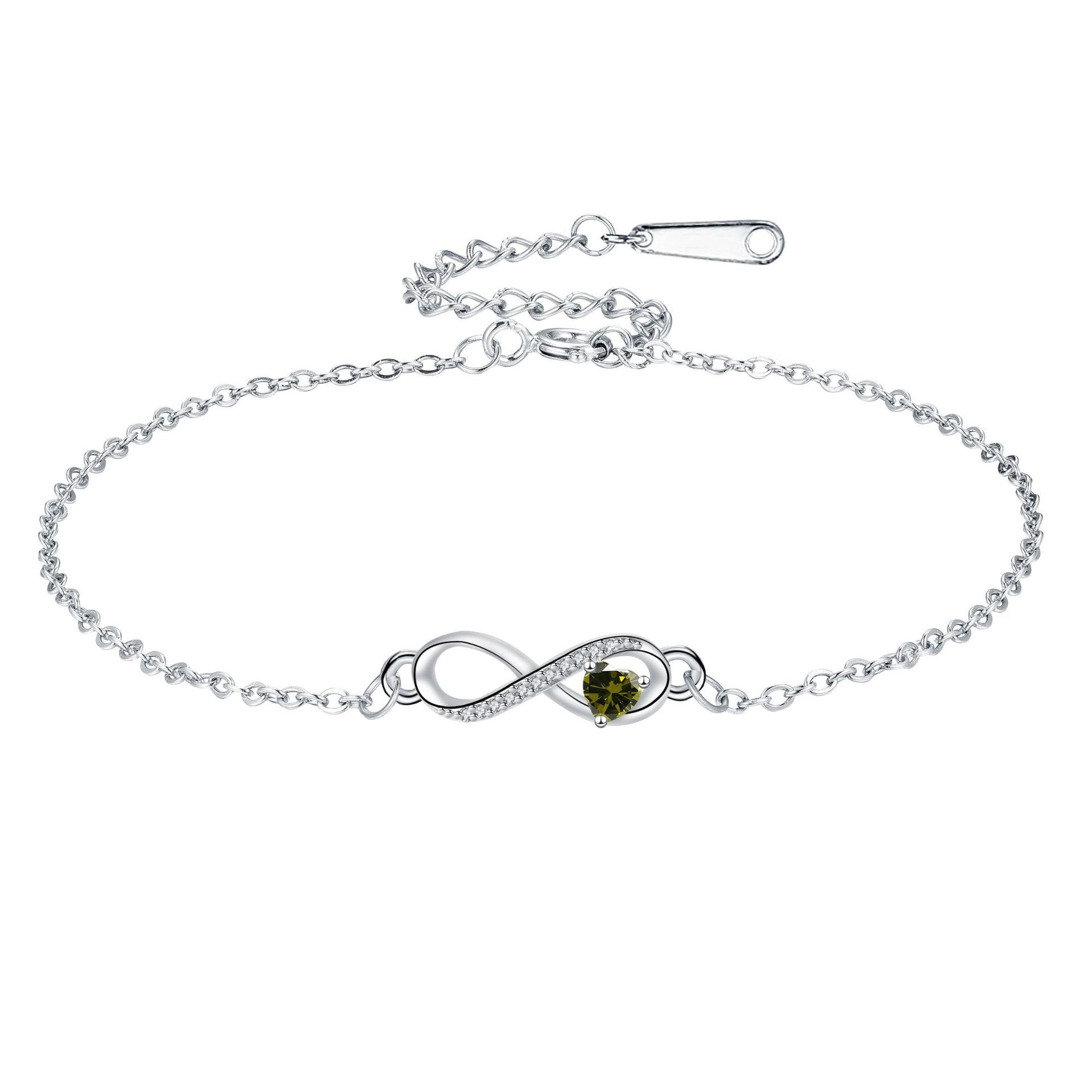Infinite Love Bracelet with Inlaid Heart Stone