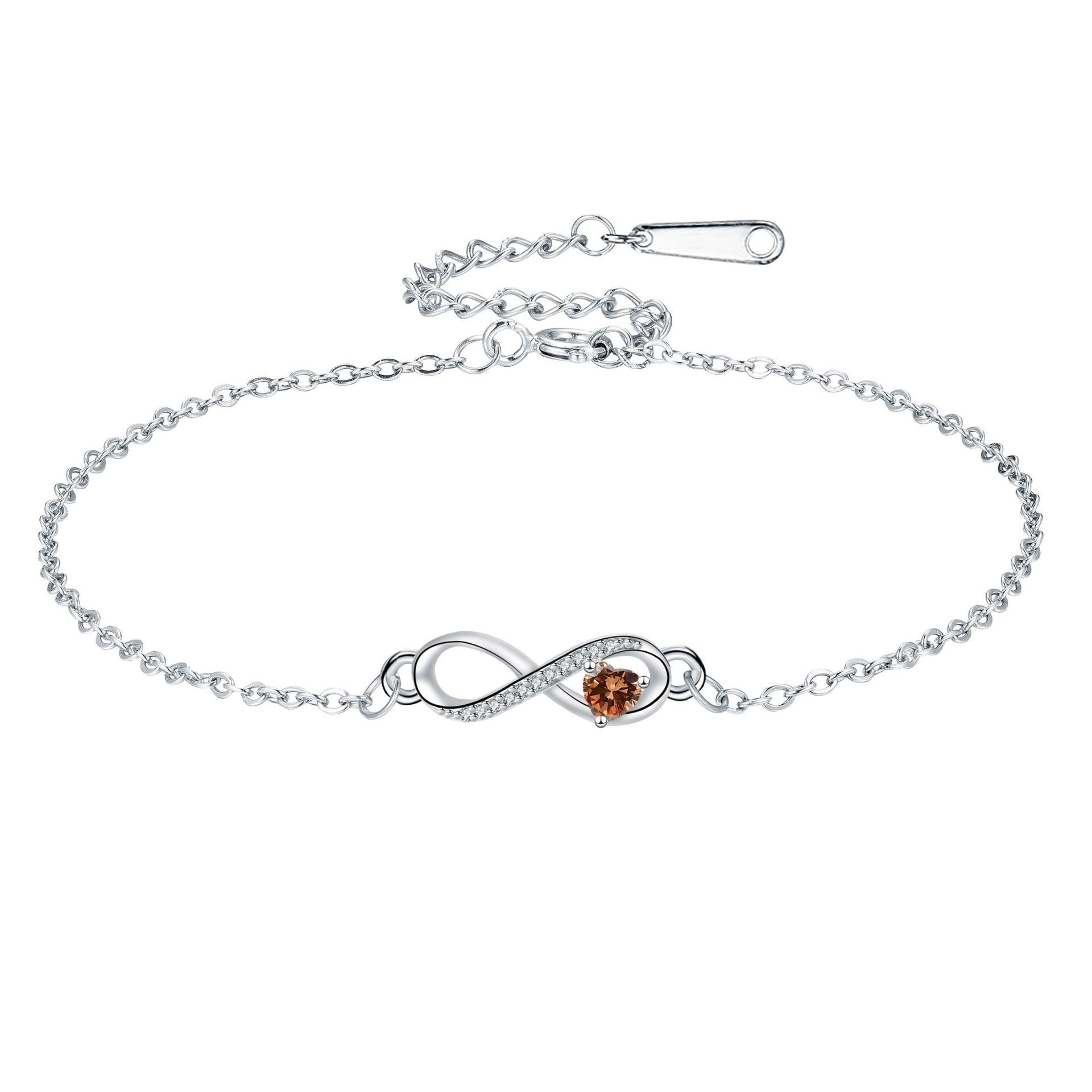 Infinite Love Bracelet with Inlaid Heart Stone